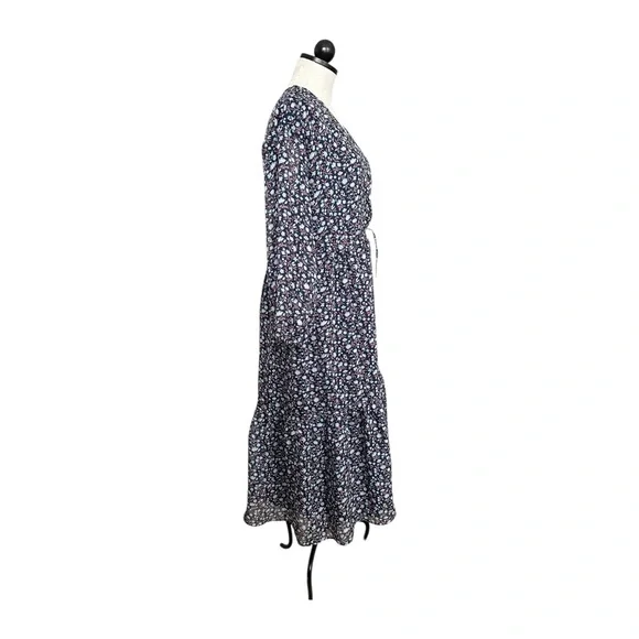 Madewell Tie-Waist Midi Dress in Harvest Vine Deep Navy Floral V- Size Small - Picture 6 of 16